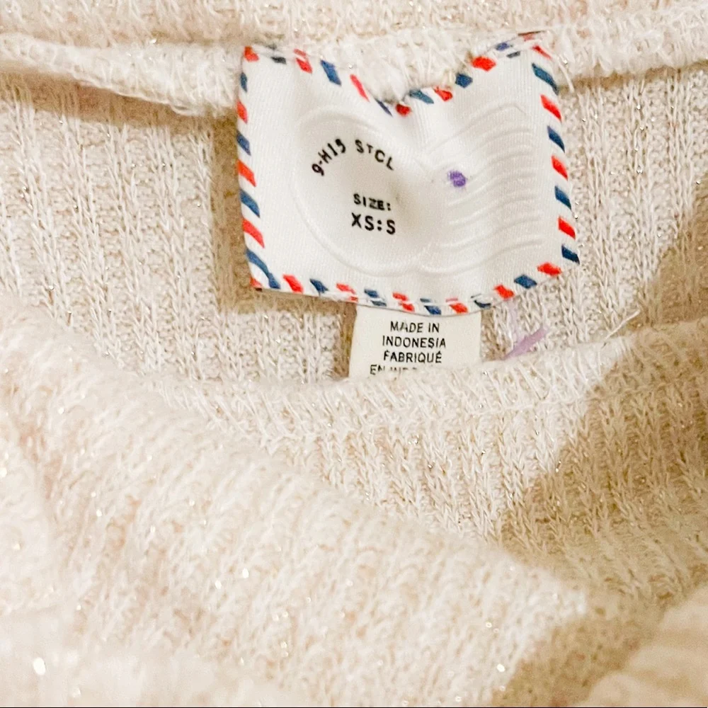 Anthropologie Postmarked Orley Ruffle Cowl Sweater | Metallic Gold